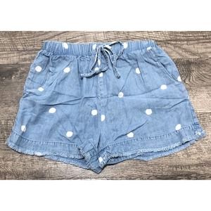 Gianni Bini Blue White Polka Dot Shorts Sz XS Pull On Denim Look Casual Beach E2